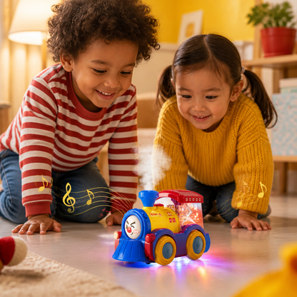 Transforming Train Toy with Steam, Lights & Music