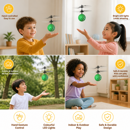 Hand-Controlled Flying LED Ball Drone for Kids