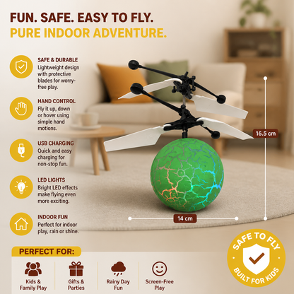 Hand-Controlled Flying LED Ball Drone for Kids