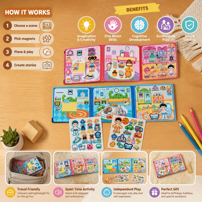 Montessori Magnetic Quiet Book – Creative Dress-Up & Scene Play