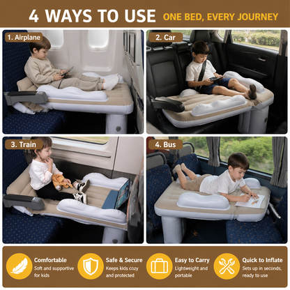 Inflatable Toddler Travel Bed with Seat Extension for Airplanes and Cars