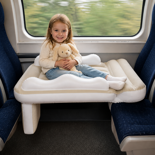 Inflatable Toddler Travel Bed with Seat Extension for Airplanes and Cars