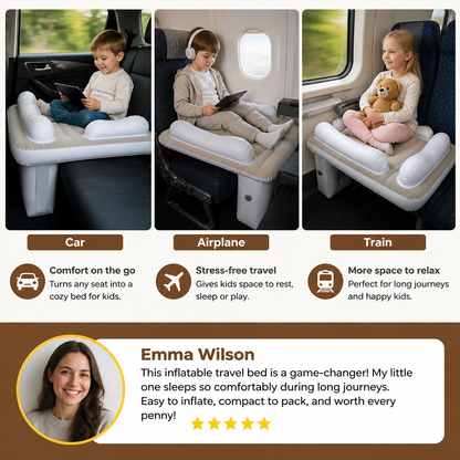 Inflatable Toddler Travel Bed with Seat Extension for Airplanes and Cars