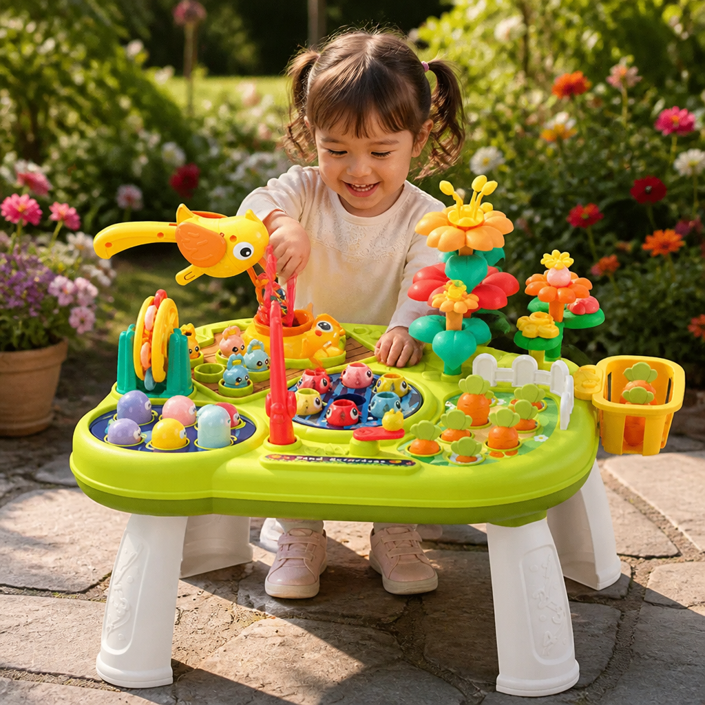 Kids Multifunctional Activity Game Table with Multiple Play Stations
