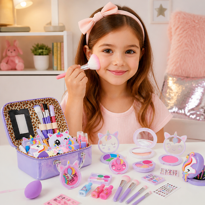 Kids’ Eco-Friendly & Easy-to-Wash Princess Makeup Kit with Cosmetic Bag