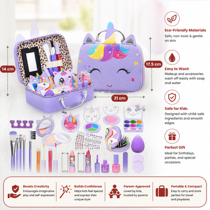Kids’ Eco-Friendly & Easy-to-Wash Princess Makeup Kit with Cosmetic Bag