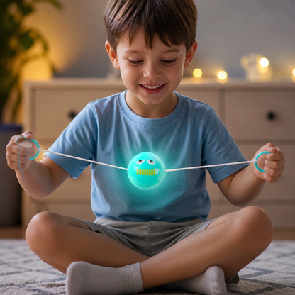 Light-Up Whistling Pull String Spinning Ball Toy