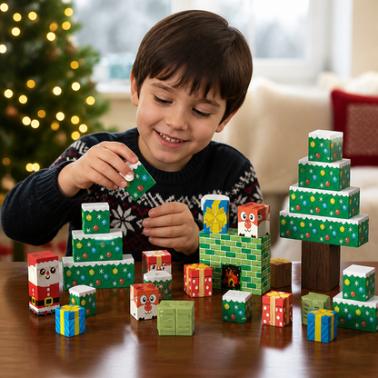 54-Piece Christmas Magnetic Building Blocks Set for Kids