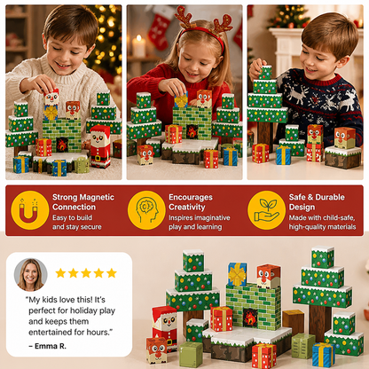 54-Piece Christmas Magnetic Building Blocks Set for Kids