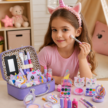 Kids’ Eco-Friendly & Easy-to-Wash Princess Makeup Kit with Cosmetic Bag