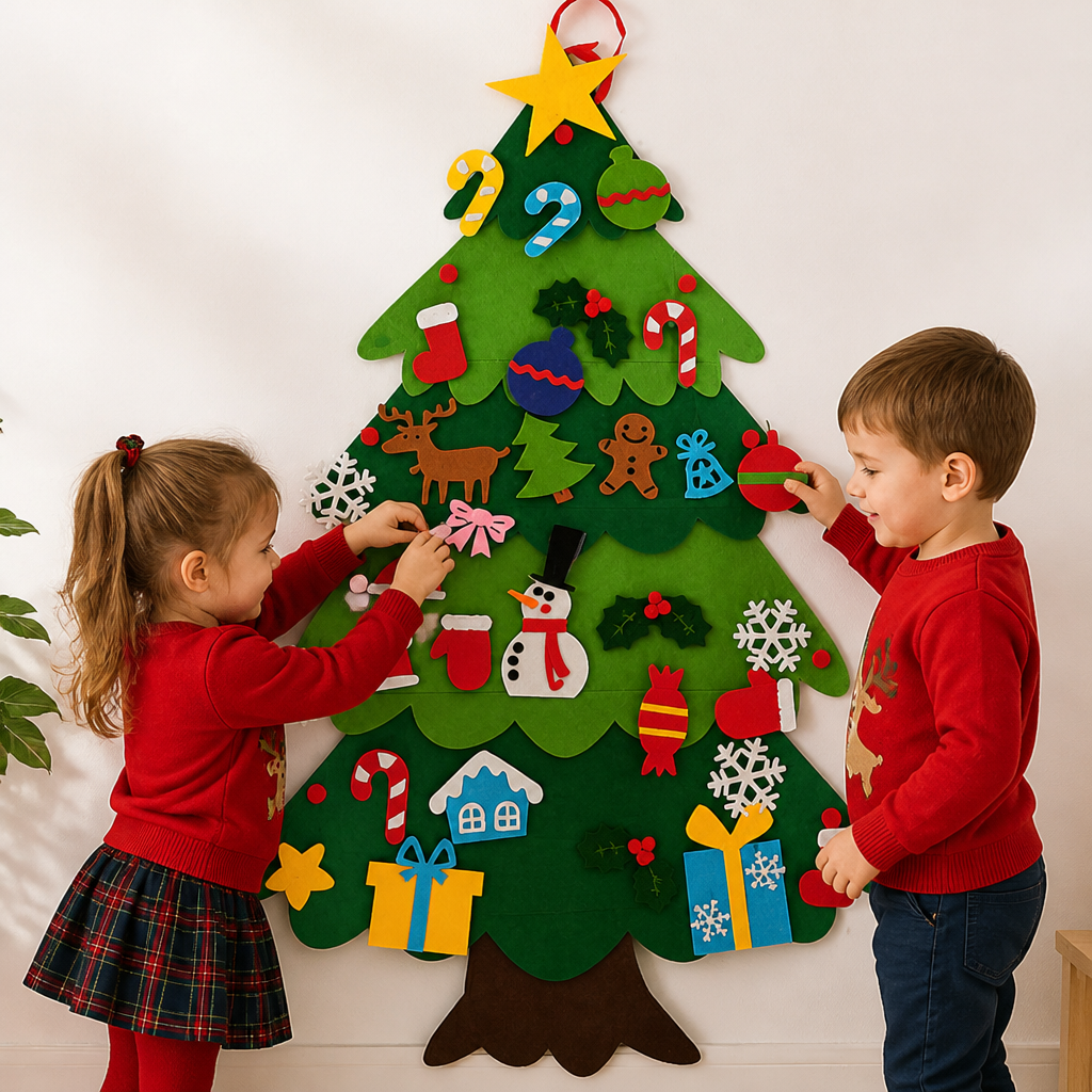 Kids’ DIY Felt Christmas Tree with Decorative Ornaments