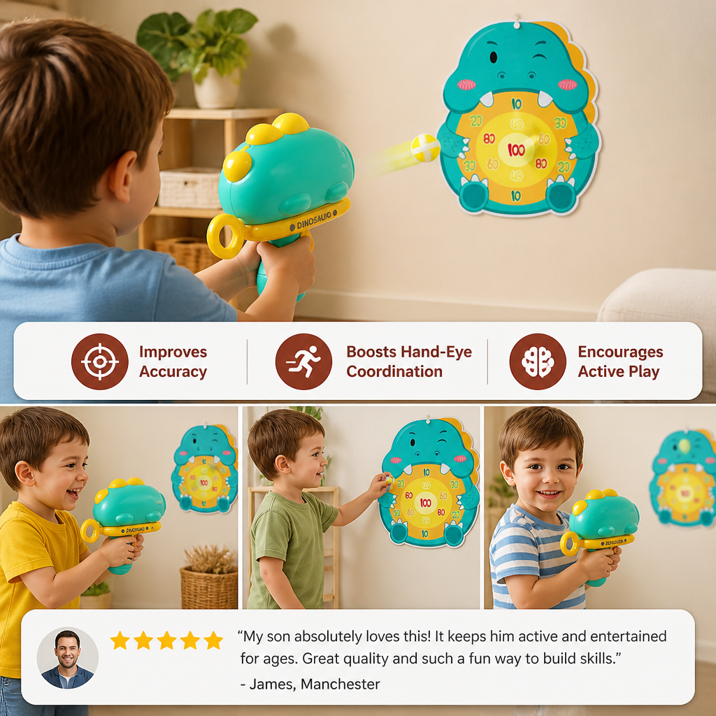 Dinosaur Sticky Ball Shooter – Target Shooting Game for Kids