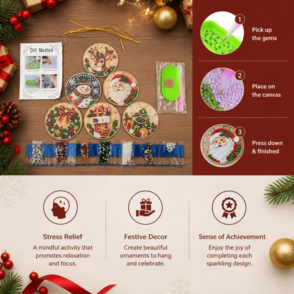 DIY Christmas Diamond Painting Ornament Kit – Festive Tree Hanging Decorations