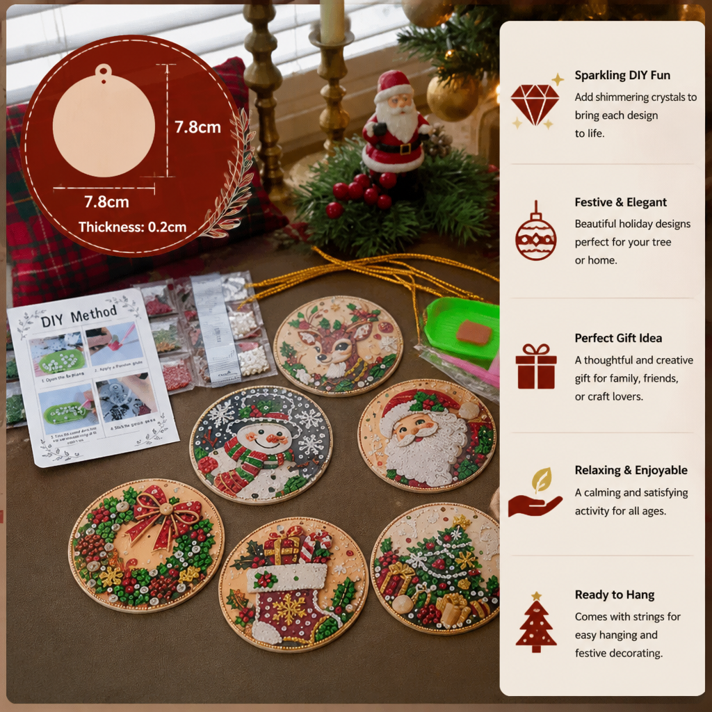 DIY Christmas Diamond Painting Ornament Kit – Festive Tree Hanging Decorations