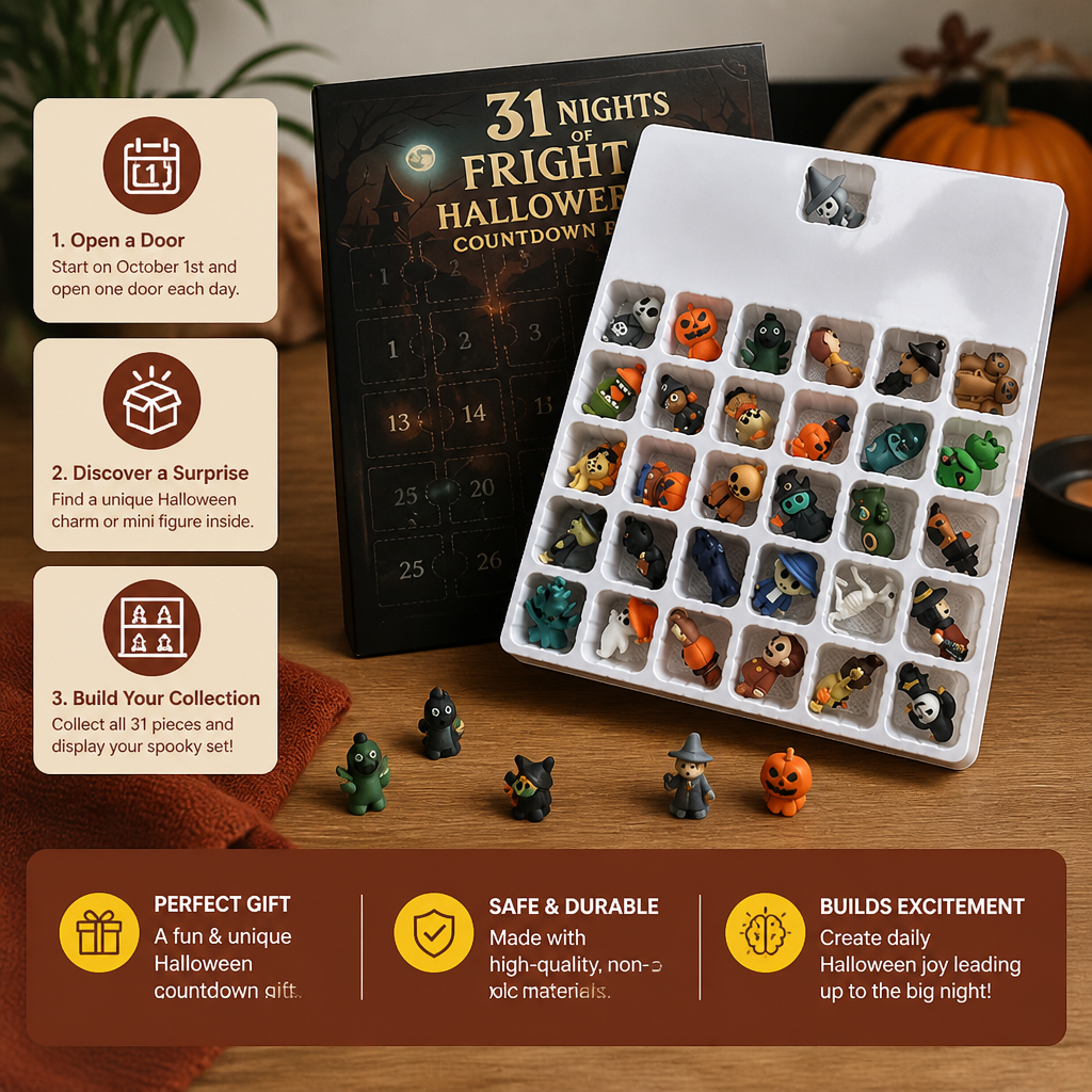 Halloween Countdown Calendar with Surprise Horror Mini Figures & Charms