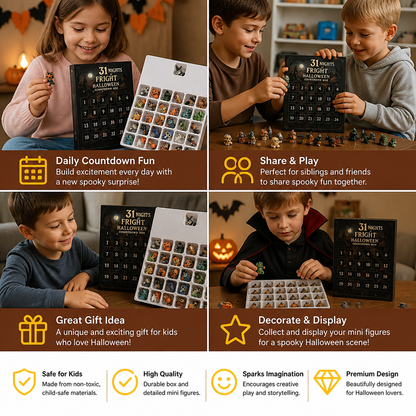 Halloween Countdown Calendar with Surprise Horror Mini Figures & Charms