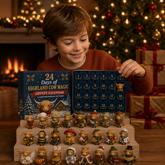 24-Day Highland Cow Advent Calendar with Collectible Mini Figurines
