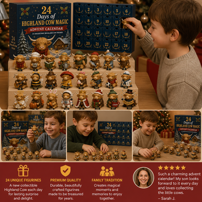 24-Day Highland Cow Advent Calendar with Collectible Mini Figurines