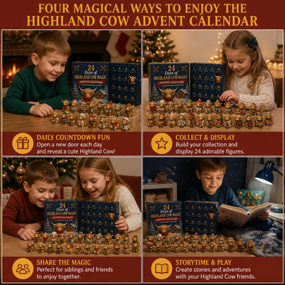 24-Day Highland Cow Advent Calendar with Collectible Mini Figurines