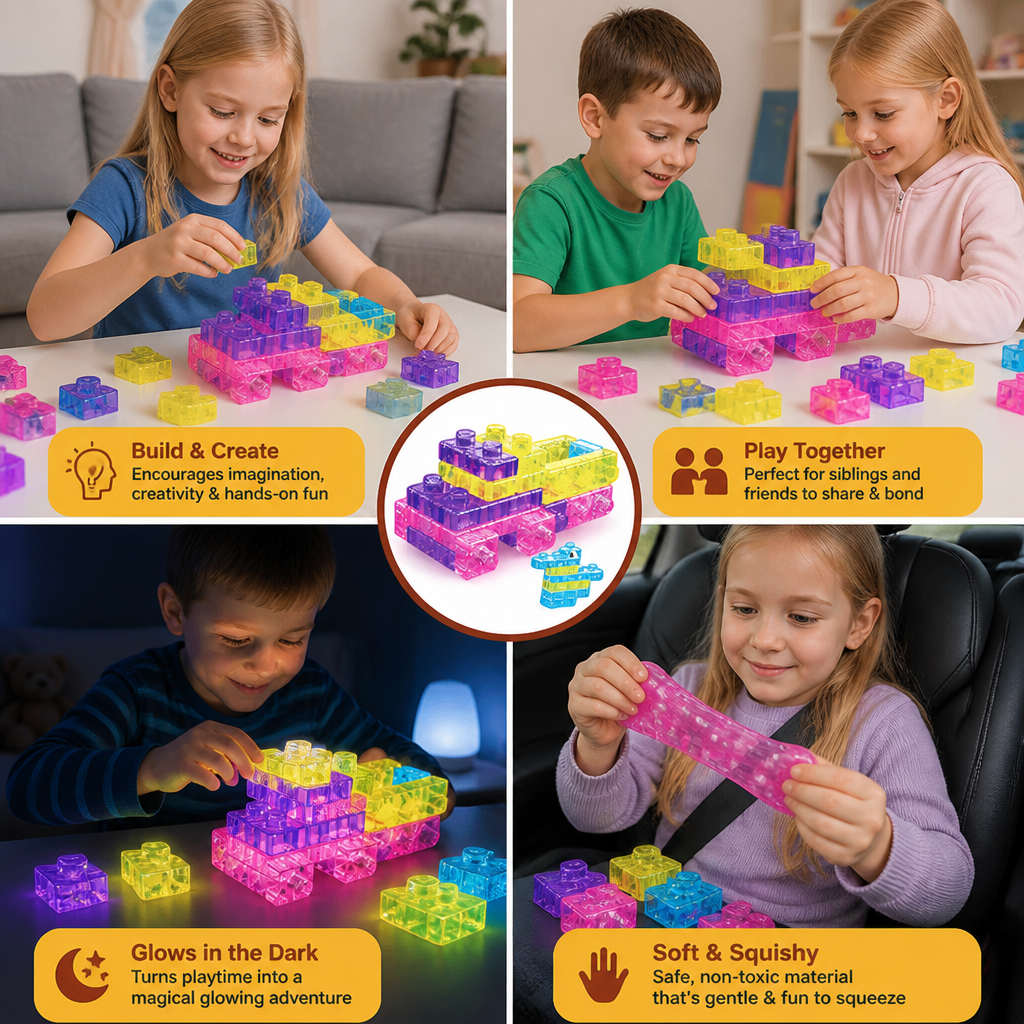 Glow-in-the-Dark Squishy Jelly Building Blocks for Kids – Safe & Soft