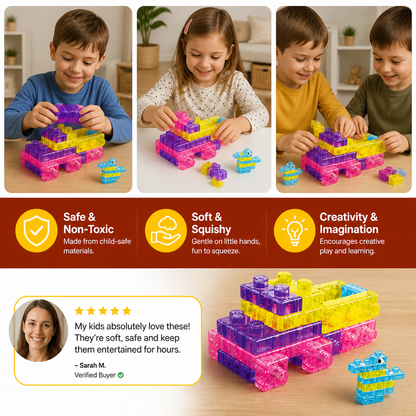 Glow-in-the-Dark Squishy Jelly Building Blocks for Kids – Safe & Soft