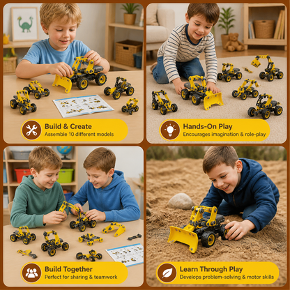 10-in-1 Creative Electric Construction Truck Building Set for Kids