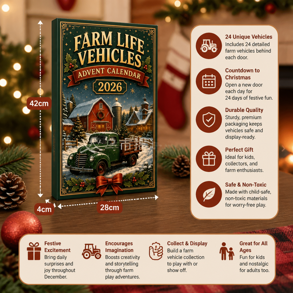 24-Day Farm Vehicles Christmas Advent Calendar