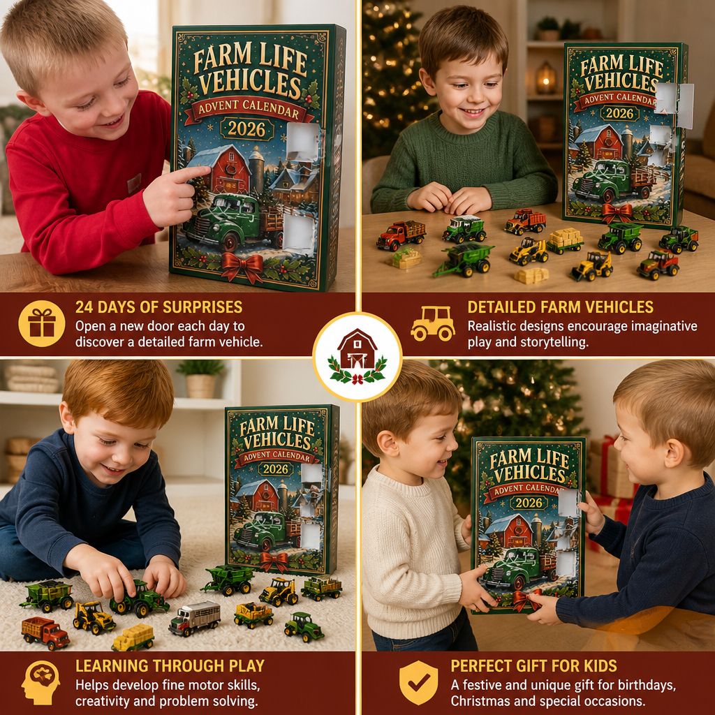 24-Day Farm Vehicles Christmas Advent Calendar