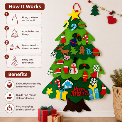 Kids’ DIY Felt Christmas Tree with Decorative Ornaments