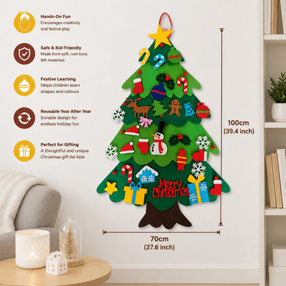 Kids’ DIY Felt Christmas Tree with Decorative Ornaments