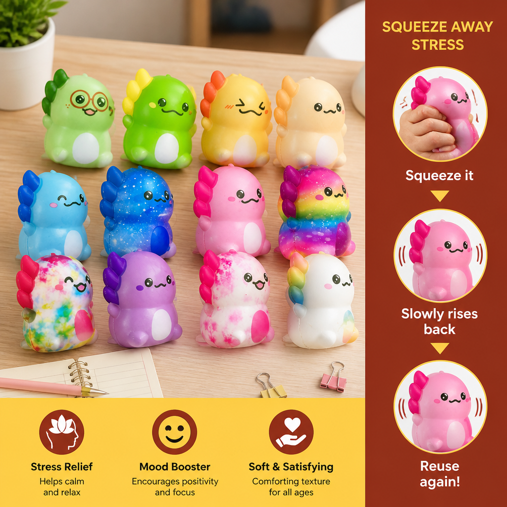 24-Pack Soft Axolotl Squishy Stress Relief Toys