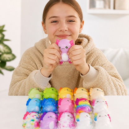 24-Pack Soft Axolotl Squishy Stress Relief Toys
