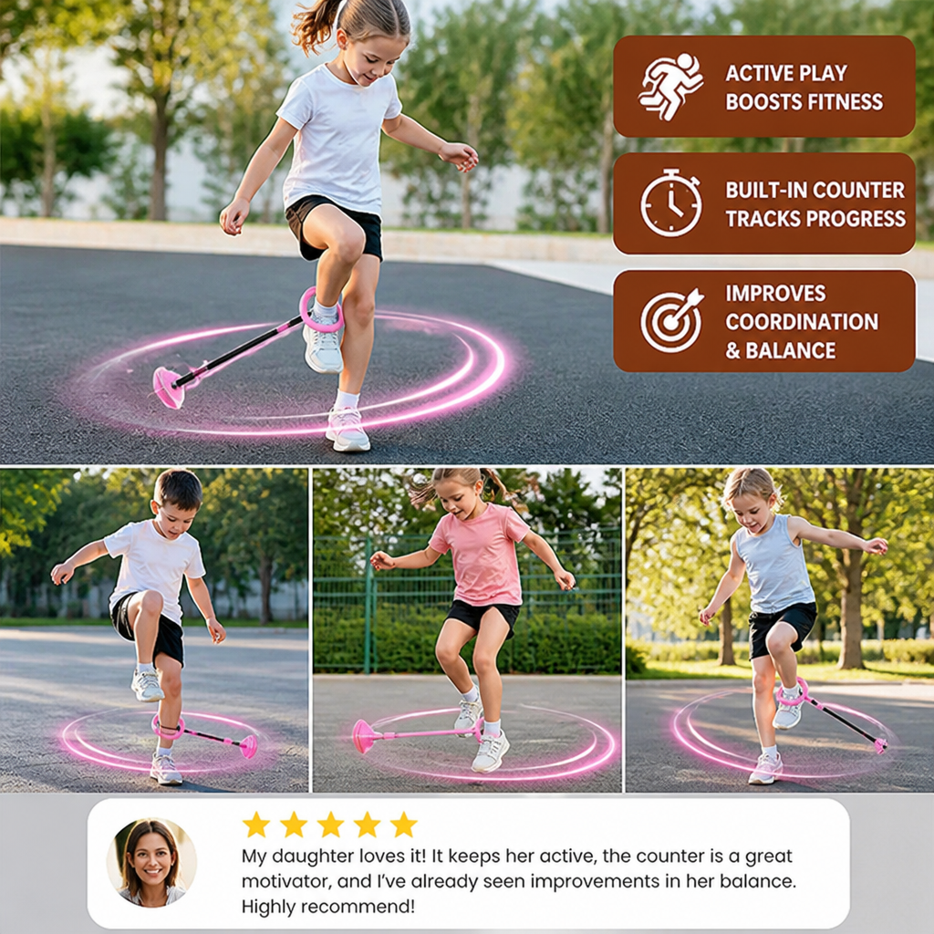 3-in-1 LED Skip Ball with Jump Counter & Timer for Kids