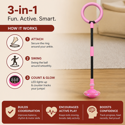 3-in-1 LED Skip Ball with Jump Counter & Timer for Kids