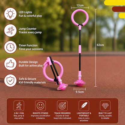 3-in-1 LED Skip Ball with Jump Counter & Timer for Kids