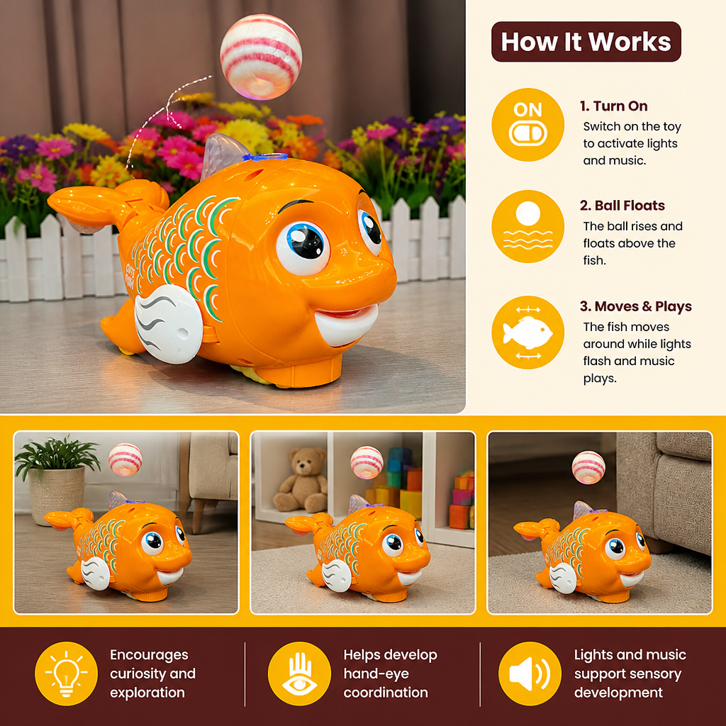 Interactive Floating Ball Fish Toy with Lights & Music