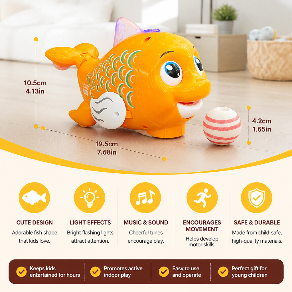 Interactive Floating Ball Fish Toy with Lights & Music