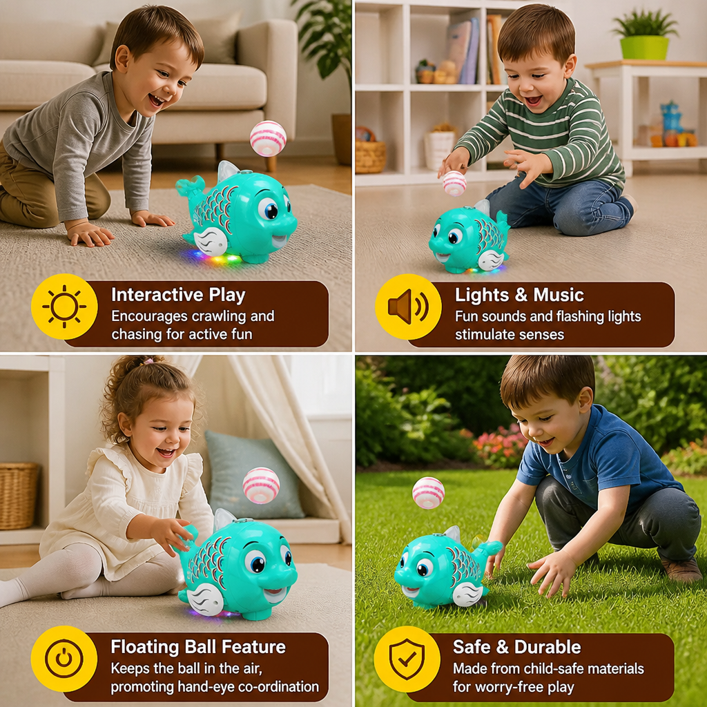 Interactive Floating Ball Fish Toy with Lights & Music