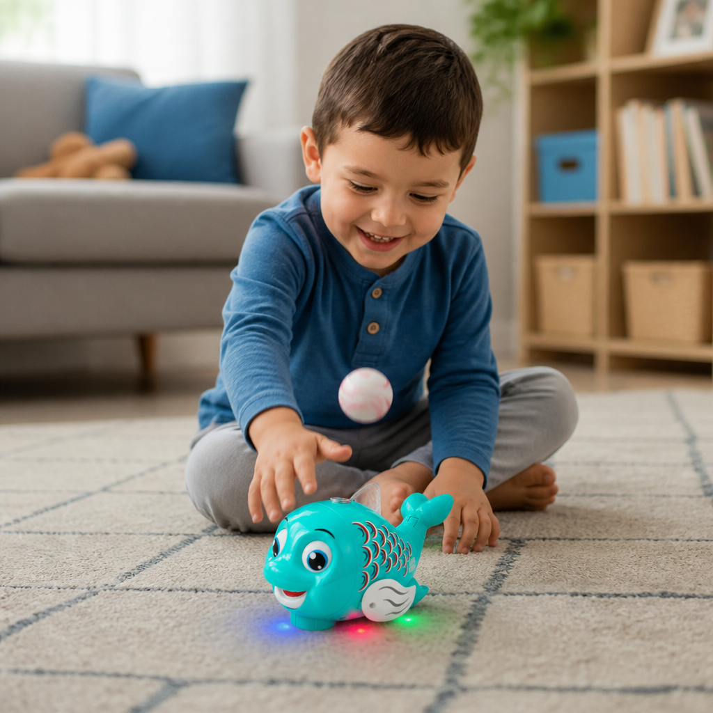 Interactive Floating Ball Fish Toy with Lights & Music