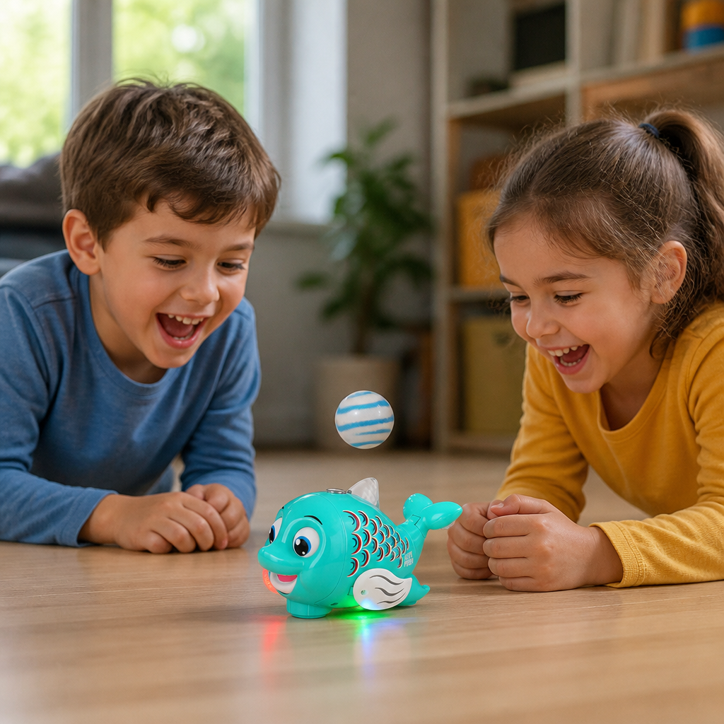 Interactive Floating Ball Fish Toy with Lights & Music