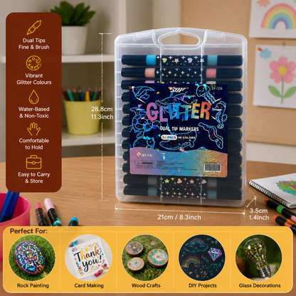 Glitter Dual-Tip Acrylic Paint Marker Set