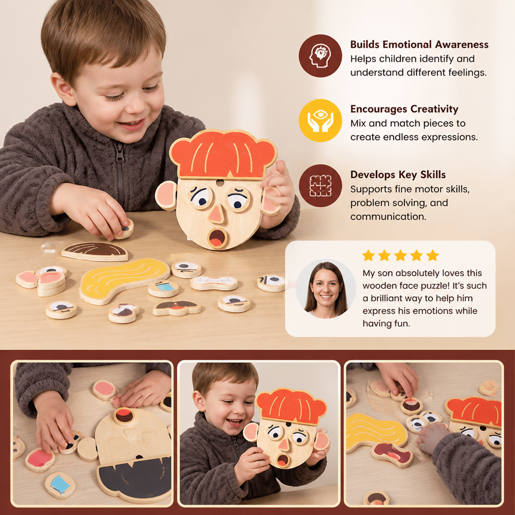 Wooden Facial Expressions & Emotions Learning Toy for Kids