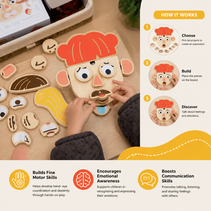 Wooden Facial Expressions & Emotions Learning Toy for Kids