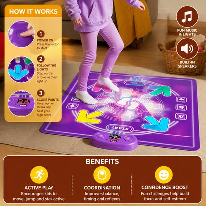 Interactive Musical Dance Mat with LED Lights for Kids