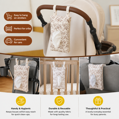 Hanging Tissue Holder for Strollers, Cribs & Cars