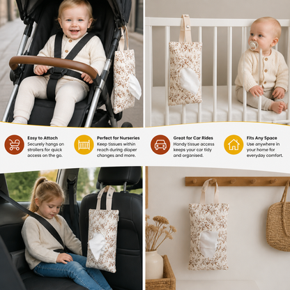 Hanging Tissue Holder for Strollers, Cribs & Cars