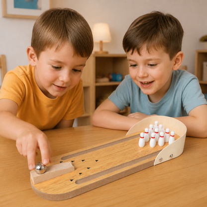 Wooden Mini Bowling Game – Portable Desktop Bowling Set for Kids