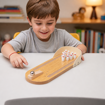Wooden Mini Bowling Game – Portable Desktop Bowling Set for Kids