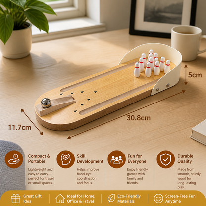 Wooden Mini Bowling Game – Portable Desktop Bowling Set for Kids
