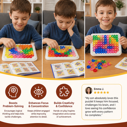 Rainbow Bead Puzzle Board – Logic & Problem-Solving Game